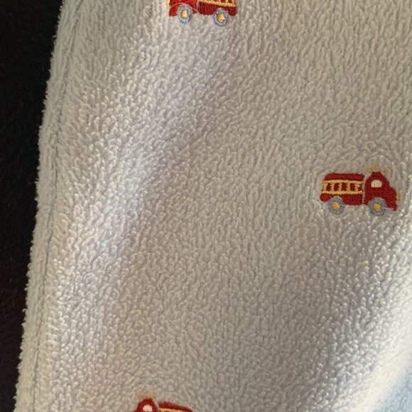 BOYS - sz 6m LITTLE ME fleece one piece footed blanket sleeper blue w/ cars - Picture 7 of 7